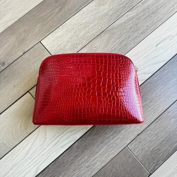 New Vanessa Williams Red Crocodile-Embossed Cosmetic Case / Clutch NWT - Picture 2 of 6